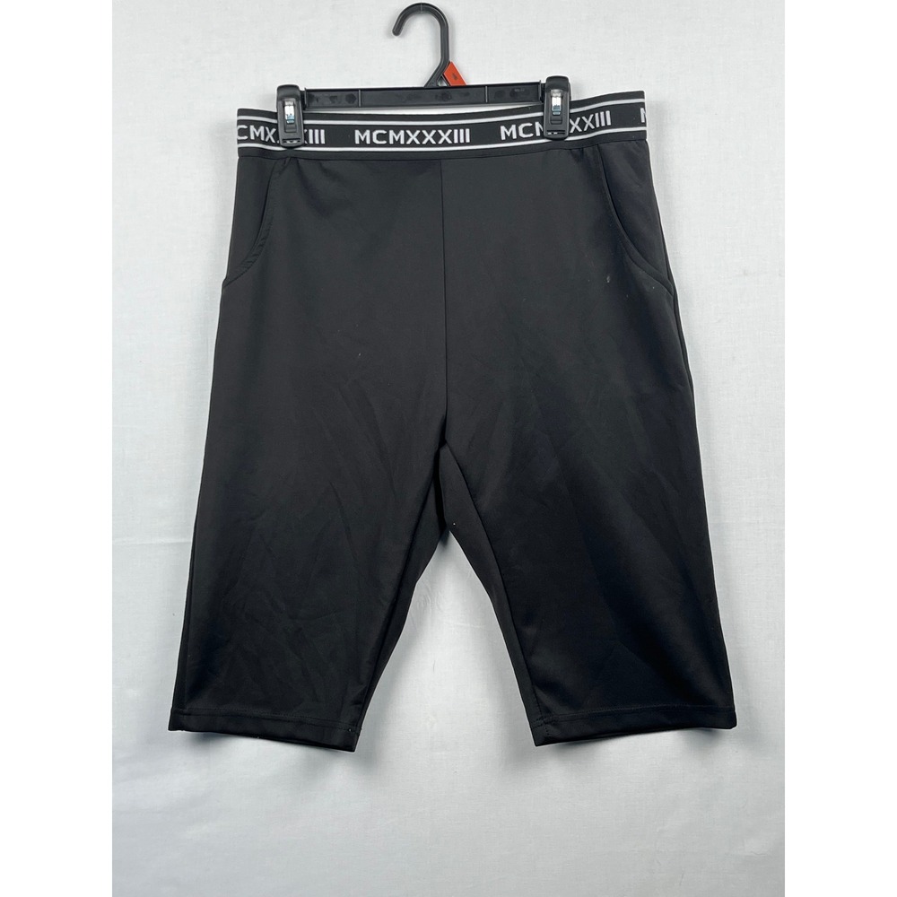 MCMXXXIII Athletic Shorts Branded Waistband Size L Black Roman Numeral